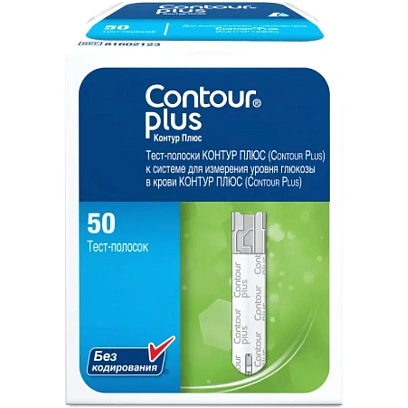 Тест-полоски для определения глюкозы Контур плюс №50, 1-222122