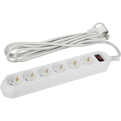 Сетевой фильтр ЭРА 5м 6 розеток, белый (USF-6es-5m-W-BOX)