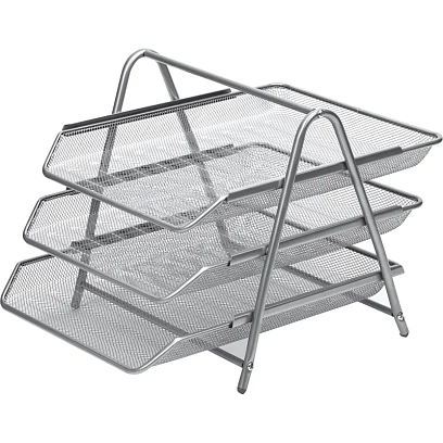 Лоток горизонтальный для бумаг 3секции Attache 265x335x275мм металл серебр