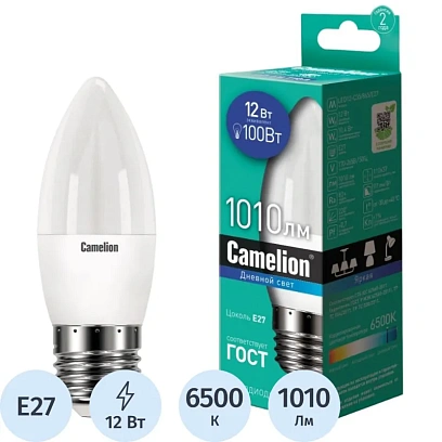 Лампа светодиодная Camelion LED12-C35/865/E27 12Вт 220В