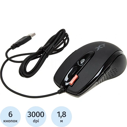 Мышь компьютерная A4Tech X-718BK чер опт (3000dpi) USB (6but)