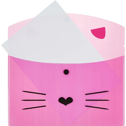 Папка-конверт на кнопке А5 №1School Kitty 2 шт/уп (1 роз., 1 черн)