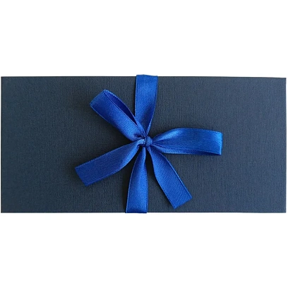 Конверт д/денег (коробка)с бантом,тиснение ЛЕН,172х83х16,синий, Д10303П.027