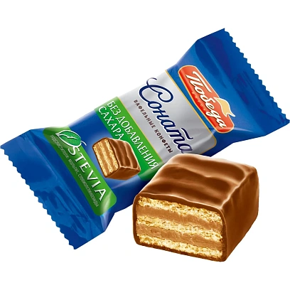 Конфеты вафельные Победа Вкуса Соната в молоч шок без сахара 1,5кг/уп