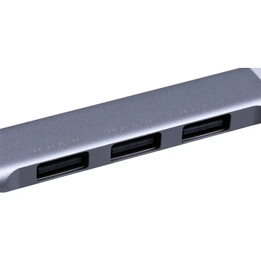 Разветвитель USB  HS001 USB3.0x1/USB 2.0x3/серебристый