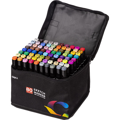 Набор маркеров для скетчинга Deli 80цв. двухстор., E70806-80