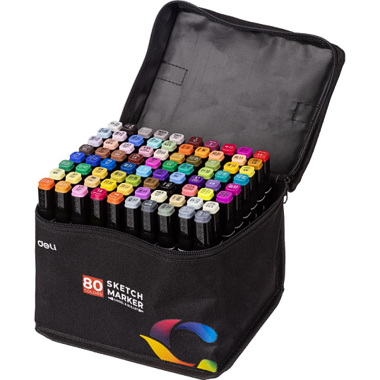 Набор маркеров для скетчинга Deli 80цв. двухстор., E70806-80