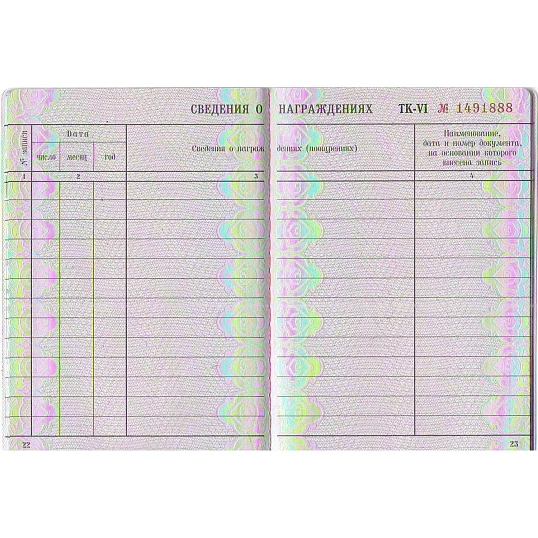 Бланк Трудовая книжка