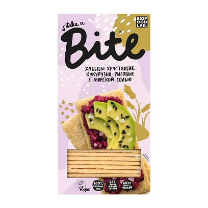 Хлебцы кукурузно-рисовые Bite с морской солью,без глютена,натуральные, 150г