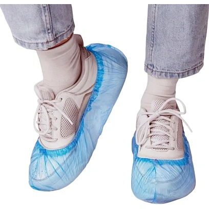 Бахилы п/э арт.406-979, 1,6 г.,голубые, (50пар/упак)