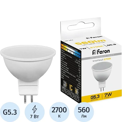 Лампа светодиодная Feron LB-26 MR16 G5.3 7W 175-265V 2700K (25235)