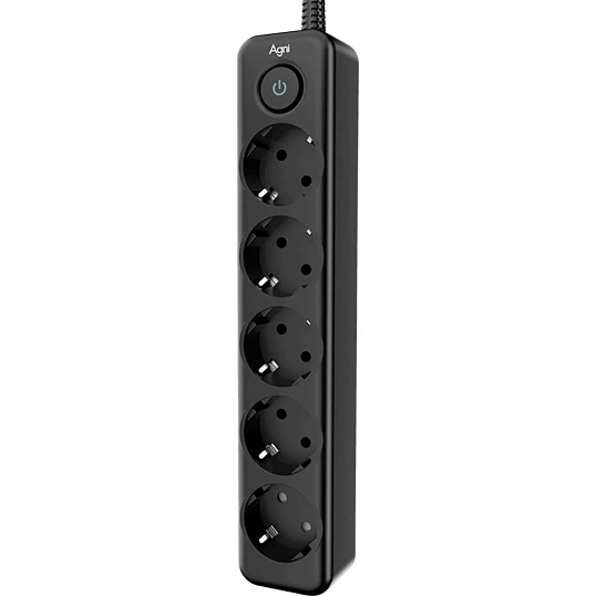 Сетевой фильтр AGNI 5р/2м,черный(TP-FD5E-2m-black)