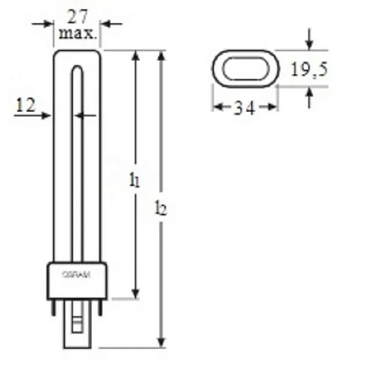 Лампа энергосберегающая DULUX S 11Вт/41-827 цоколь G23
