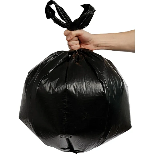 Мешки для мусора ПВД 60л 25мкм 30шт/рул черн 60x90см с ручками Luscan