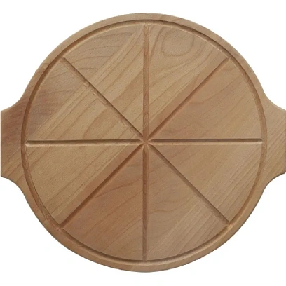 Доска для пиццы разделочная с 8 делениями,с руч.d=350х20 бук промаслен.8897