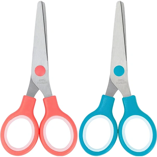Ножницы детские Deli E6007, сталь, круглые ручки, 132 мм, цвет ассорти