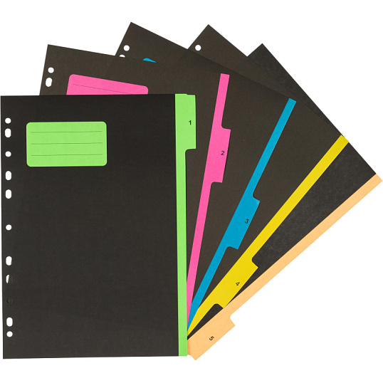 Разделитель листов с индексами Attache , А4,цифровой 1-5 , картон