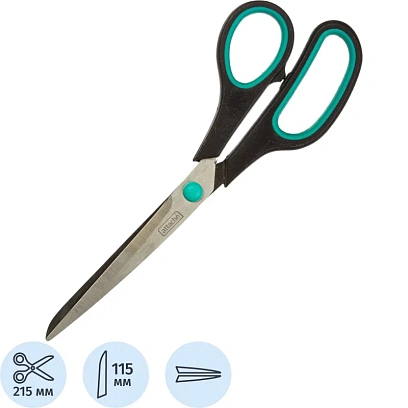 Ножницы Attache 215 мм с пласт. прорезин. руч.Attache цвет зелен/черн