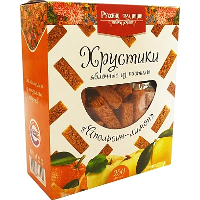 Пастила Хрустики яблочные Апельсин-лимон (без сахара) 250г