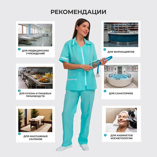 Костюм для медицинского персонала м09-КБР св. мор.волн (р.56-58) 170-176