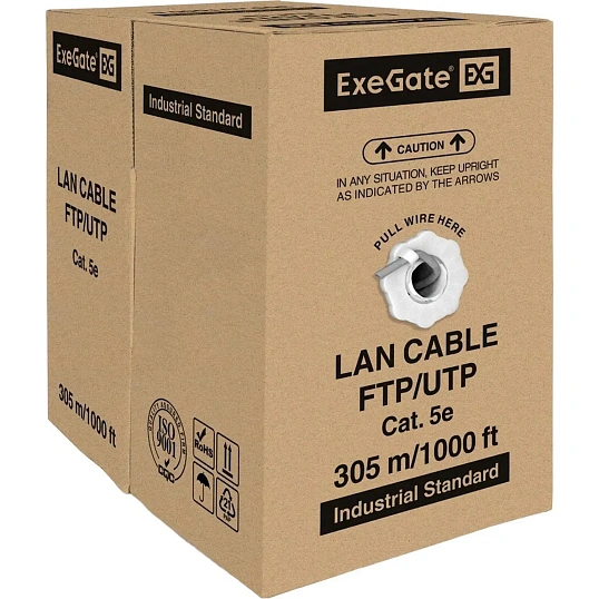 Кабель ExeGate UTP4-C5e-CCA-S24-IN-PVC-GY-305 UTP