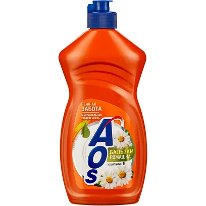 Средство для мытья посуды AOS Бальзам Ромашка и витамин Е 450г
