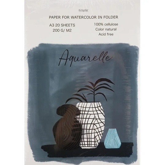 Папка для акварели в листах Kroyter А3 200г блок 20л/уп Проф 65970