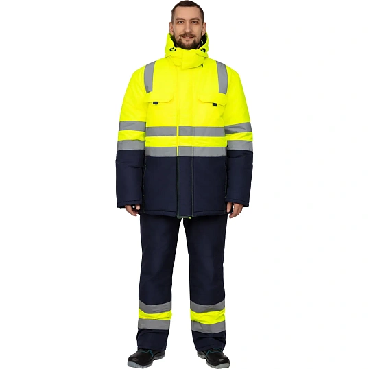 Куртка зимняя мужская зс04-КУ 44-46/170-176 флуоресц.жёлтый/син