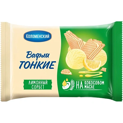 Вафли Коломенский тонкие, лимонный сорбет, 100г, 92015