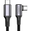 Кабель PERO DC12 ULTIMATE PD Type-C to Type-C, угловой, 60W, 1.5m, Black