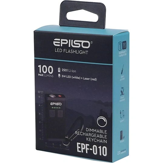 Фонарь EPILSO EPF-010 (брелок, LED со светорегулятором+лазер, аккум,type-c)