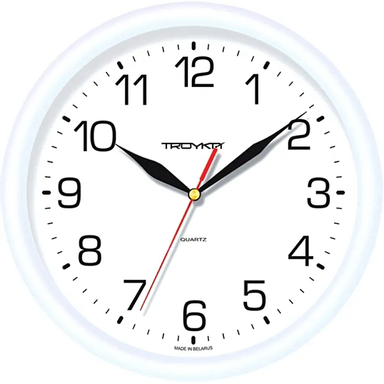 Часы настенные Troyka 21210213 круг., d245мм, плав.ход, пластик