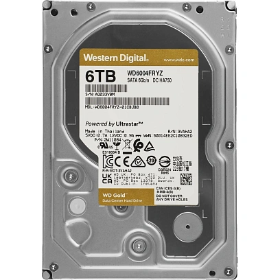 Жесткий диск WD Gold 3.5 6TB SATA,256MB,7200rpm(WD6004FRYZ)