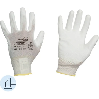 Перчатки защитные полиэфир/полиуретан, белый Manipula ПОЛИСОФТ (MG-166) р.7