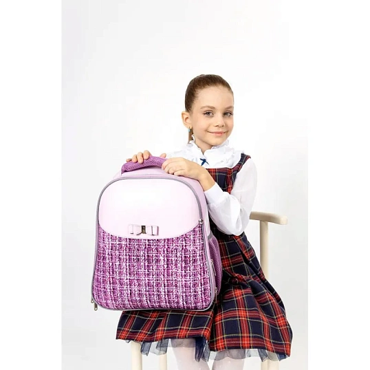 Ранец Комус Класс Basic Fashion твид розовый, 2 отд., эргоном. спинка