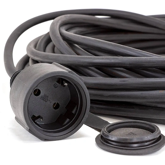 Удлинитель КОМУС КГ 3х1,5кв.мм. 20м 16А с заземлением, с заглушкой, IP44