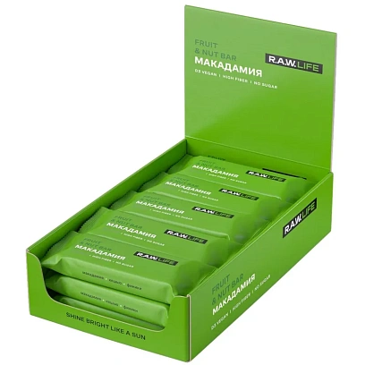 Батончик R.A.W.LIFE орехово-фруктовый Макадамия, 47гx15шт/уп