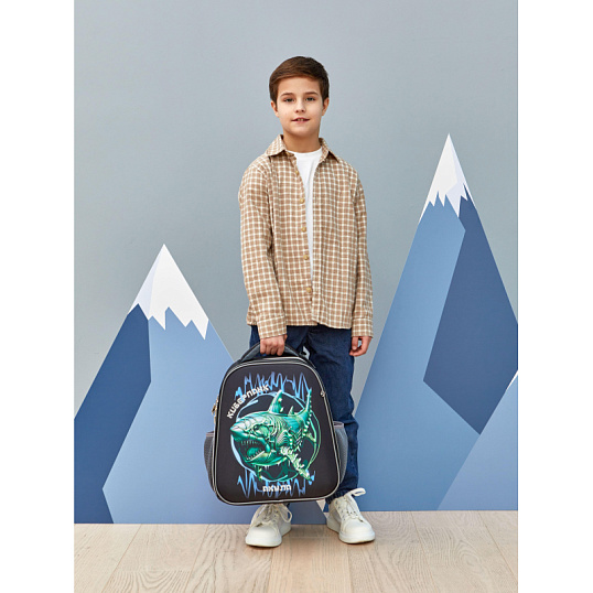 Ранец Комус Класс Basic Киберпанк Акула, 2 отд, эргоном. спинка