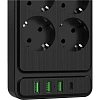 Сетевой фильтр AGNI 6р/2м,черный,3USB-A+1USB-C(TP-FS4U6E-C-2m-black)