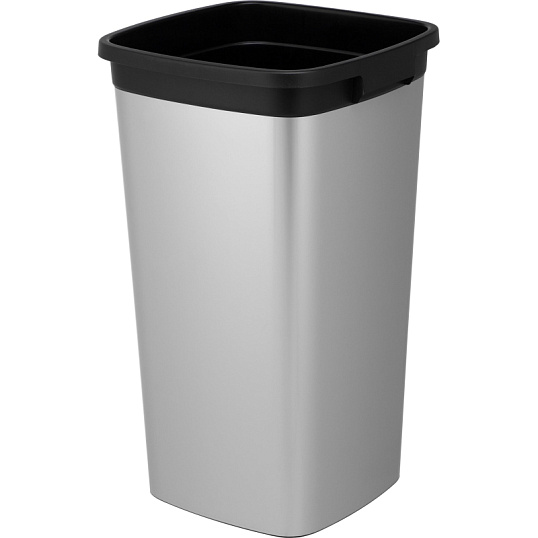Контейнер для мусора Ирис пластик с металл покрытием прямоуг, метал-черный