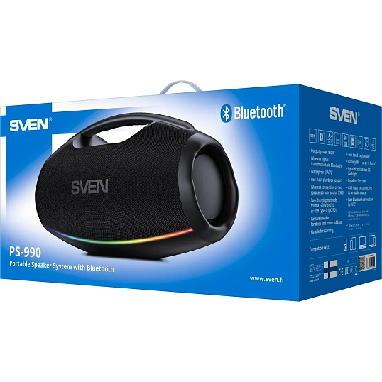 Акустическая система Sven PS-990, 2x90 Вт, IPx7, TWS/Bt/USB, встр аккум