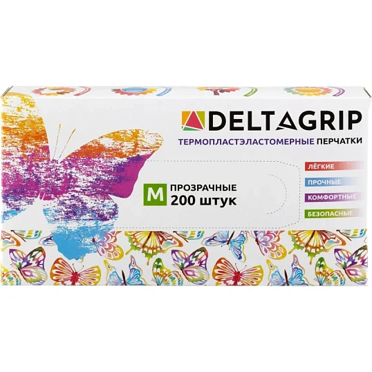 Перчатки одноразовые DELTAGRIP TPE цвет прозрачный 200шт/уп р.M ПС