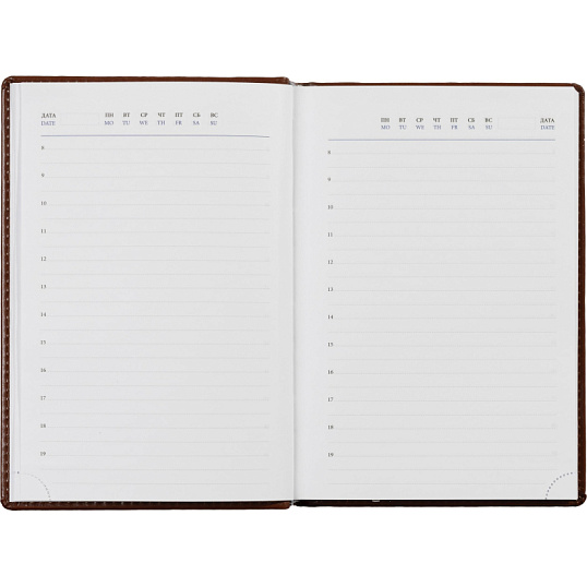 Ежедневник недатированный коричн, А5, 148x218, 352стр, Agenda