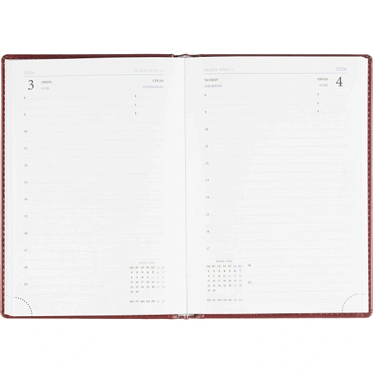 Ежедневник датированный 2026, бордо, А5, 148x218 мм, 352 стр,АТТАСНЕ Agenda