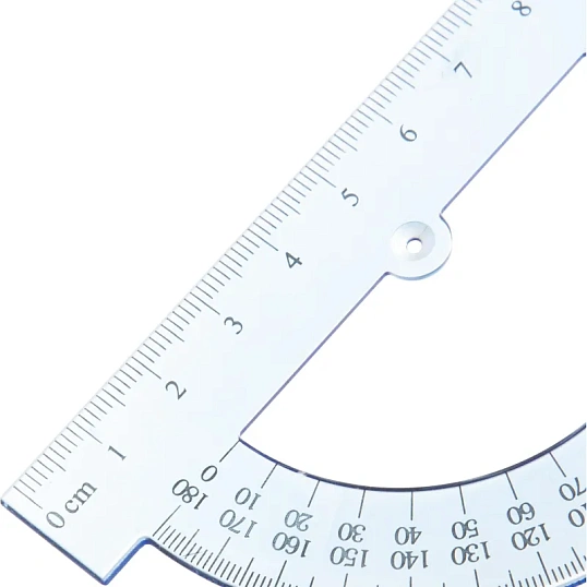 Транспортир 10см №1 School 180 градусов, прозрачный синий