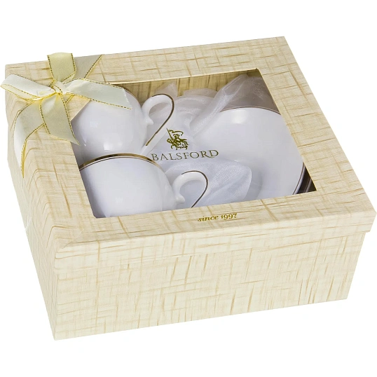 Набор чайный ГРАЦИЯ 2 чашки 220мл + 2 блюдца, NEW BONE CHINA, 101-01021