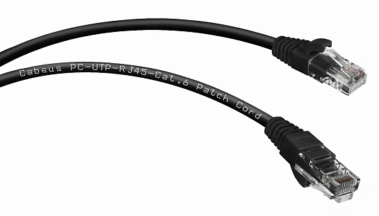 Патч-корд Cabeus PC-UTP-RJ45-Cat.6-3m-BK-LSZH U/UTP, кат6,2xRJ45/8p8c,черн