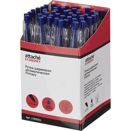Ручка шариковая автомат. Attache Economy Primary,с манж,0,35мм,синяя
