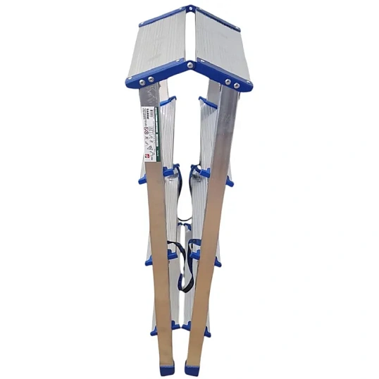 Стремянка двухсторонняя алюм широкая площадка 4ст TARKO 14204е