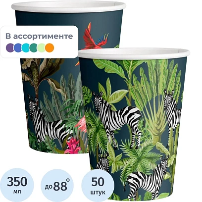Стакан одноразовый бум односл. 350мл d-90мм Animals (MIX 2 дизайна) 50шт/уп